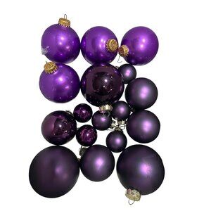 Rauch Krebs Christmas Balls Purple Glass Matte Shiny 17 Asst Sizes Ornament Vtg